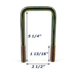 Zinc Plated Trailer U-Bolt Only 1/2 inch x 2 1/2 inch x 5 1/4 inch