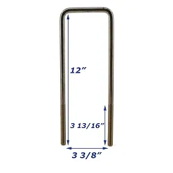 Zinc Plated Trailer U-Bolt Only 1/2 inch x 3 5/8 inch x 12 inch