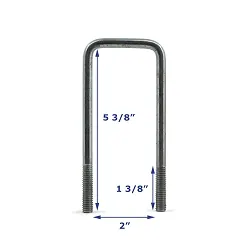 Zinc Plated Trailer U-Bolt Only 3/8 inch x 2 inch x 5 3/8 inch