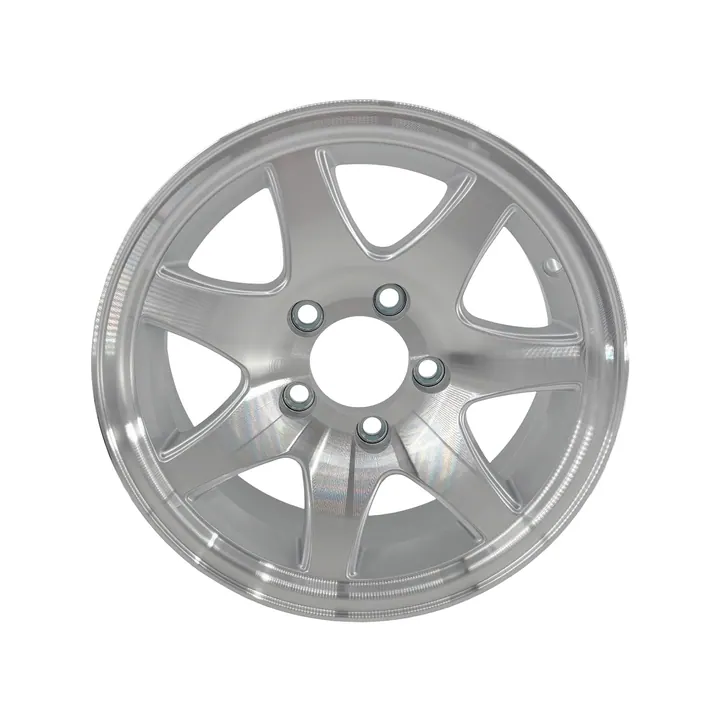 14 inch Aluminum 7 Spoke Trailer Wheel 5 Lug 5 on 4 1/2 Bolt Pattern