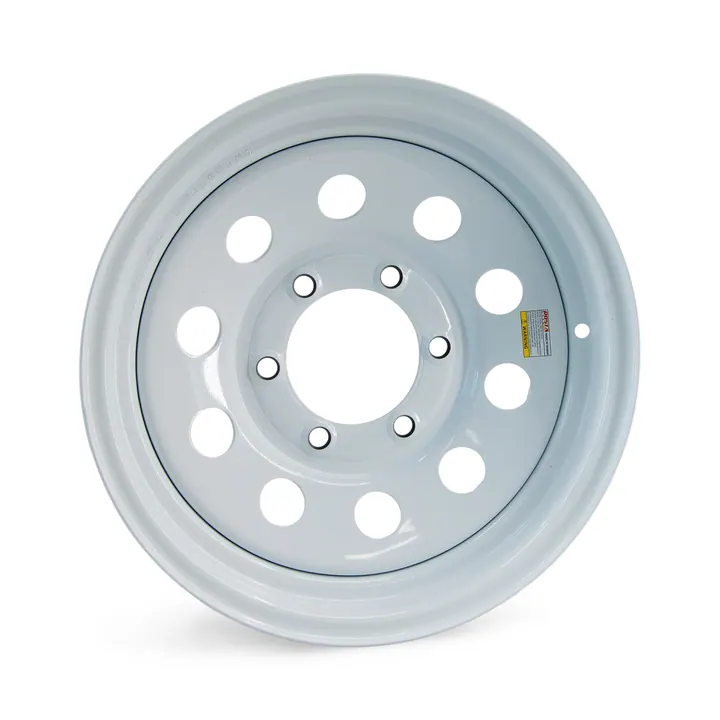 15 inch 6 bolt White Mod Trailer Wheel with 6 on 5 1/2 Lug Pattern