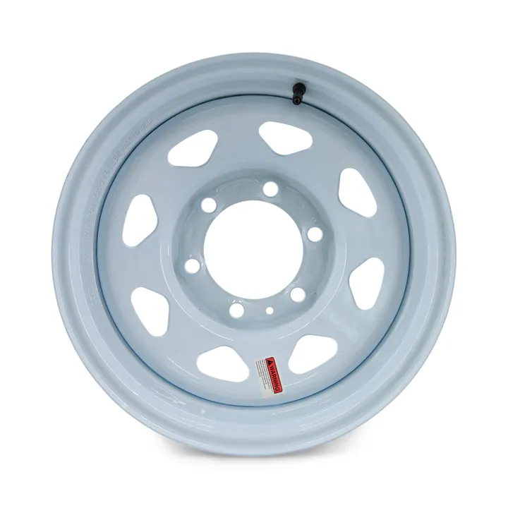 15 inch 6 bolt White Spoke Trailer Wheel 6 Lug on 5 1/2 Pattern
