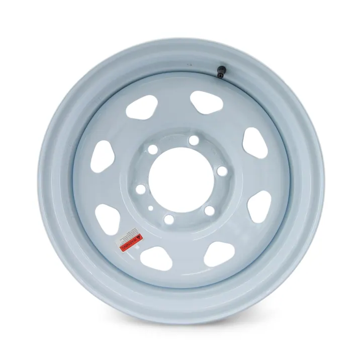 16 inch 6 bolt White Spoke Steel Trailer Wheel 6 on 5 1/2 Lug Pattern