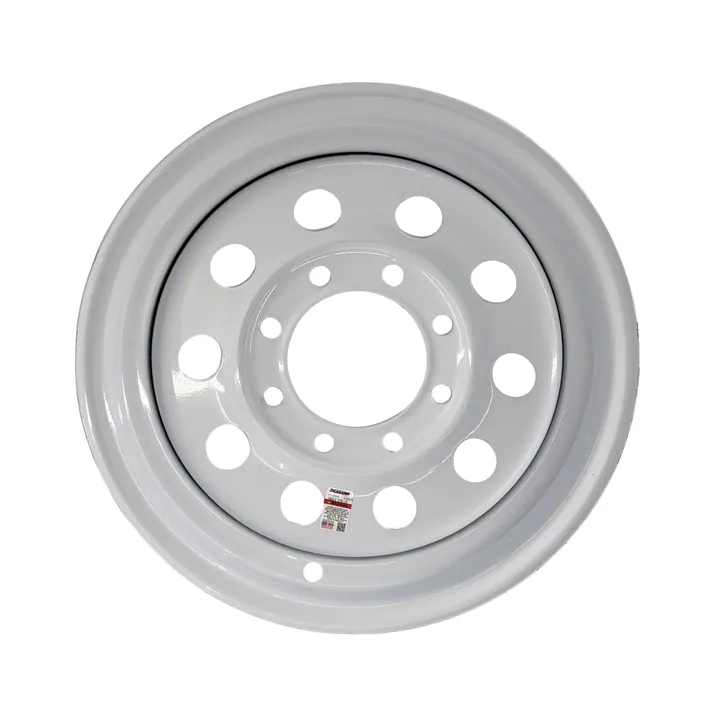 16 inch White Modular Style 8 Bolt Trailer Wheel 8 on 6 1/2 Lug Pattern