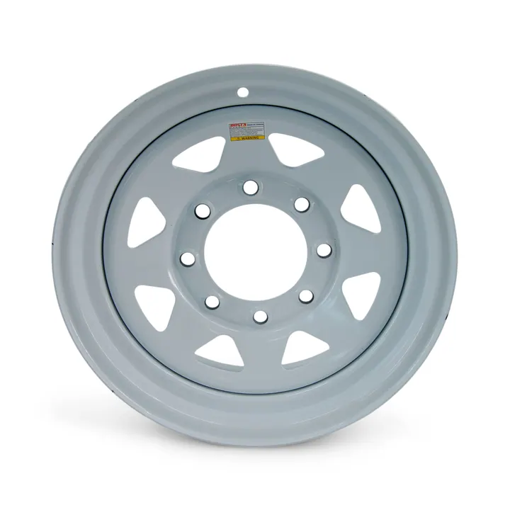 16 inch White Spoke 8 Bolt Trailer Wheel 8 on 6 1/2 Lug Pattern