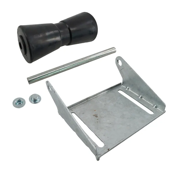 8 inch Black Rubber Keel Roller Assembly Kit with Roller Shaft and Bracket