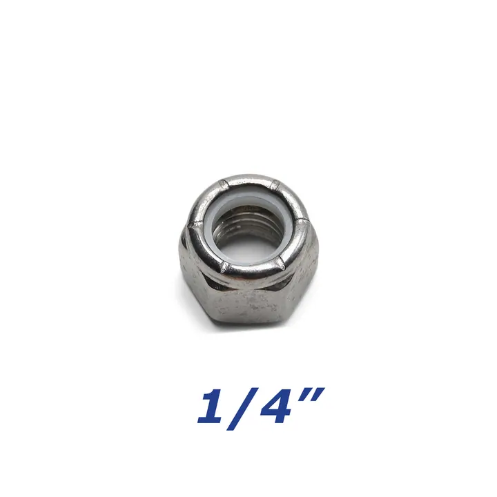 Stainless Steel Nylock Nut 1/4 - 20 inch for Trailer Bolts and U-Bolts
