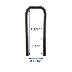 Stainless Steel Trailer U-Bolt Only 1/2 inch x 2 inch x 7 5/16 inch