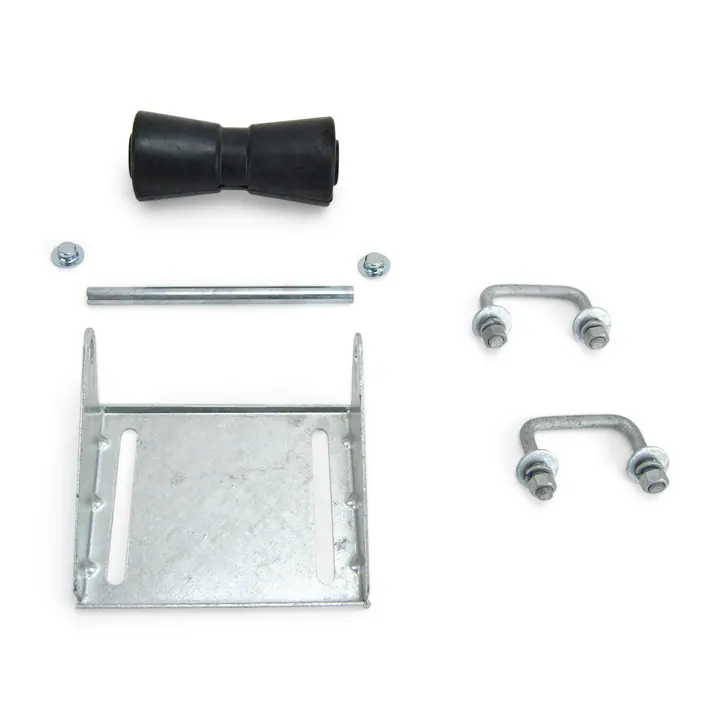 8 inch Black Rubber Boat Trailer Keel Roller and Bracket Kit for 2x3 Cross Members