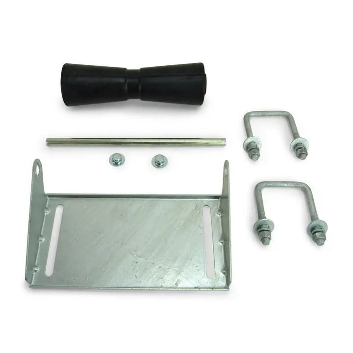 12 inch Black Rubber Boat Trailer Keel Roller and Bracket Kit for 2x3 Cross Members