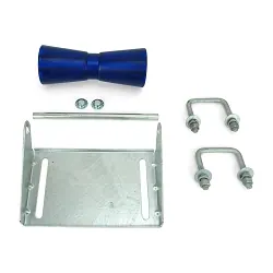 10 inch Blue Poly Vinyl Boat Trailer Keel Roller and Bracket Kit for 2x3 Cross Members