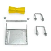 8 inch Yellow Poly Vinyl Boat Trailer Keel Roller and Bracket Kit for 3x3 Cross Members