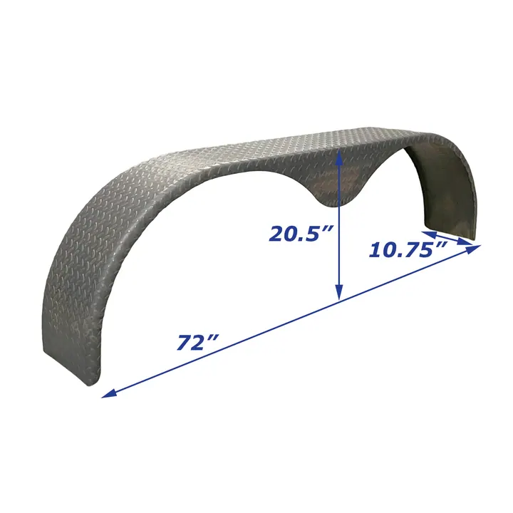 Steel Diamond Plate Utility Trailer Tandem Fender 10 3/4 in x 72 in x 20 1/2 in