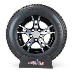 Trailer Tire ST205/75D14 Bias Ply on Aluminum Black Spider Wheel 5 Lug