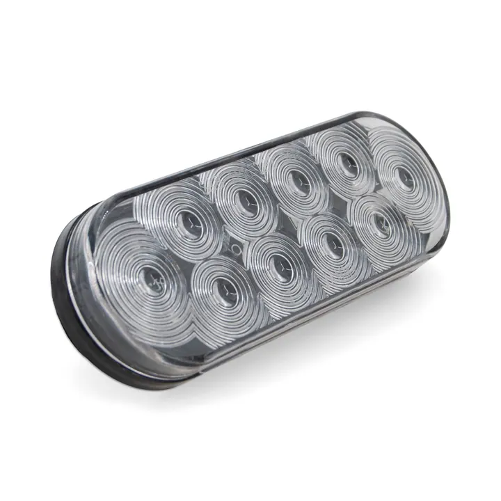LED Oval Trailer Light 6" Clear Lens Red Light Replacement Waterproof