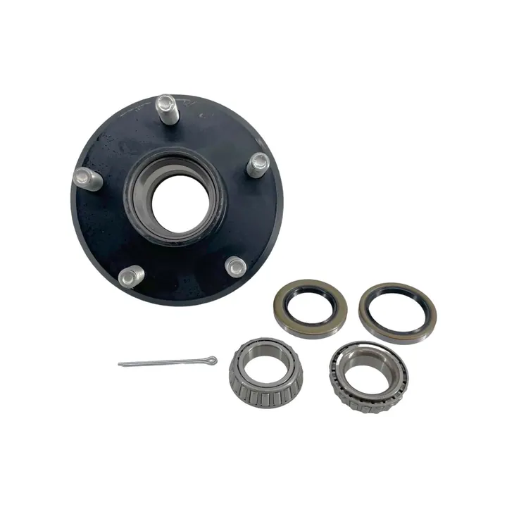 Black Painted 2000lbs Trailer Hub 5 Lug 1 1/16 Inch Bearings (44649)