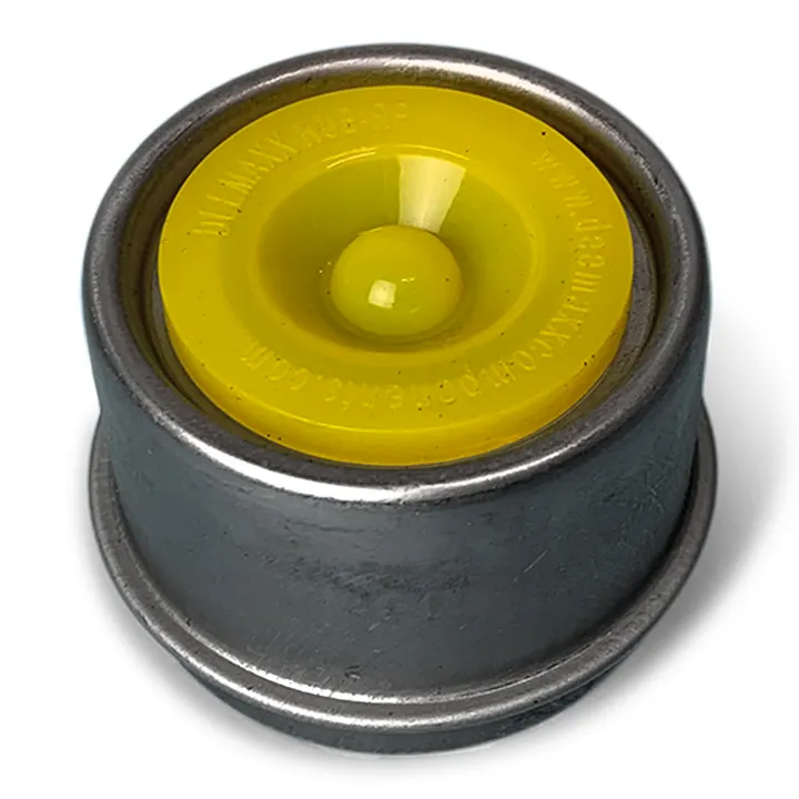 1.98 Stainless Steel Dust Cap with Yellow Silicone Plug for Accu-Lube, EZ Lube, Posi Lube Axles