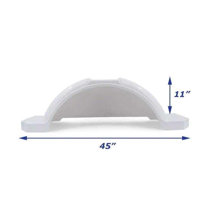 White Plastic Trailer Fender for Boat Trailer Single Axle White 11 3/8 in x 45 in x 11 in