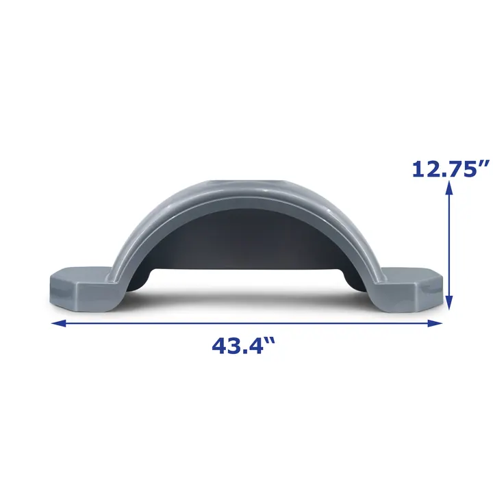 Silver Plastic Trailer Fender for Boat Trailer Single Axle 9 5/8 in x 43 3/8 in x 12 3/4 in