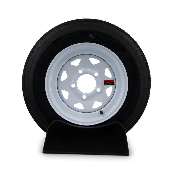 Eco-Trail ST 5.30 - 12 Load Range C Trailer Tire on White Painted 5 Bolt Wheel