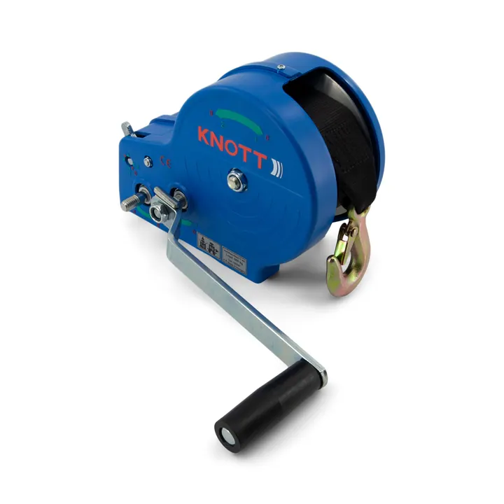 KNOTT 2500lb Boat Trailer Winch 2-Speed Zinc Plated and Blue Powder Coat