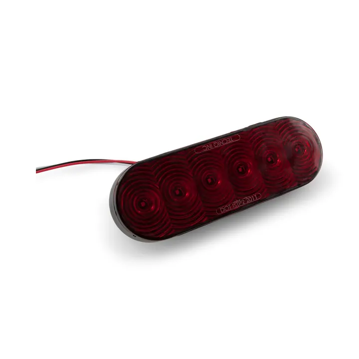 LED Red Oval Replacement Trailer Light 6" Waterproof w/ Pigtail