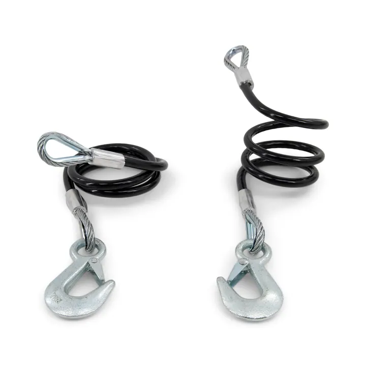 (Pair) Black Vinyl Trailer Safety Cables 36 inches 7,000lb Capacity Clevis Hook
