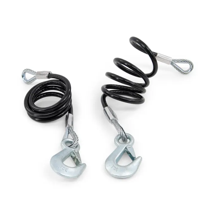 (Pair) Black Vinyl Clevis Hook Trailer Safety Cables 48 inches 3,500lb (Rated 7,000lb per Pair)