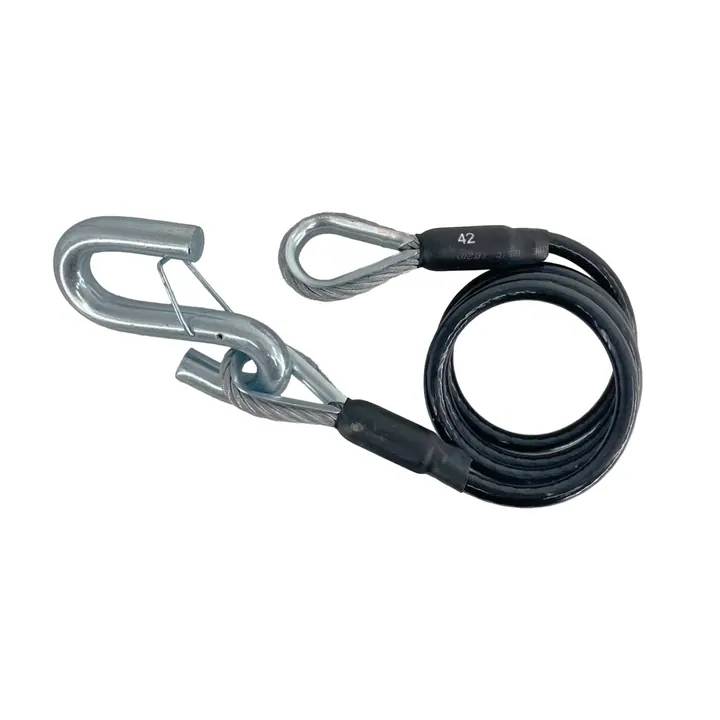 Single Black Vinyl S-Hook Trailer Safety Cable by Demco 42 inches 4,900lb (Rated 9,800lb per Pair)