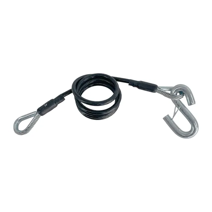 Single Black Vinyl S-Hook Trailer Safety Cable by Demco 54 inches 4,900lb (Rated 9,800lb per Pair)