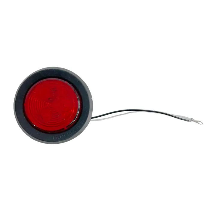 LED Side Marker Trailer Light, Grommet and Wiring Red 2.5 inch Round 2 Prong Mount