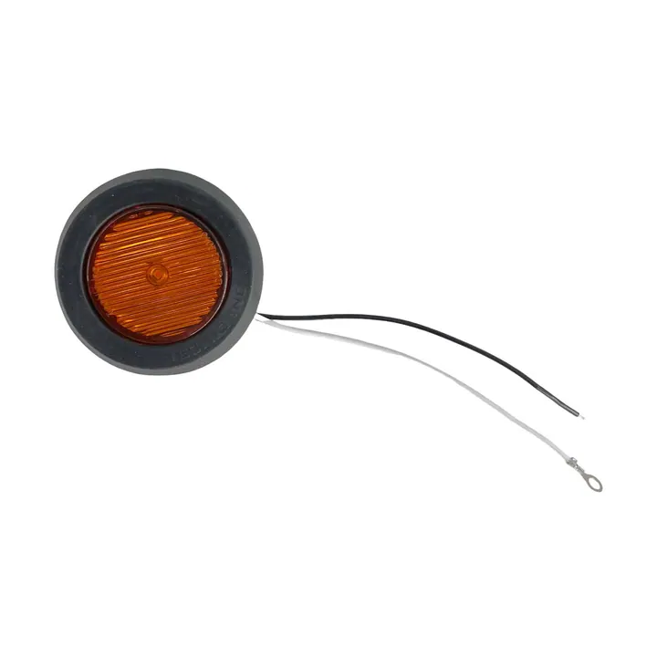 LED Side Marker Trailer Light, Grommet and Wiring Amber 2.5 inch Round 2 Prong Mount