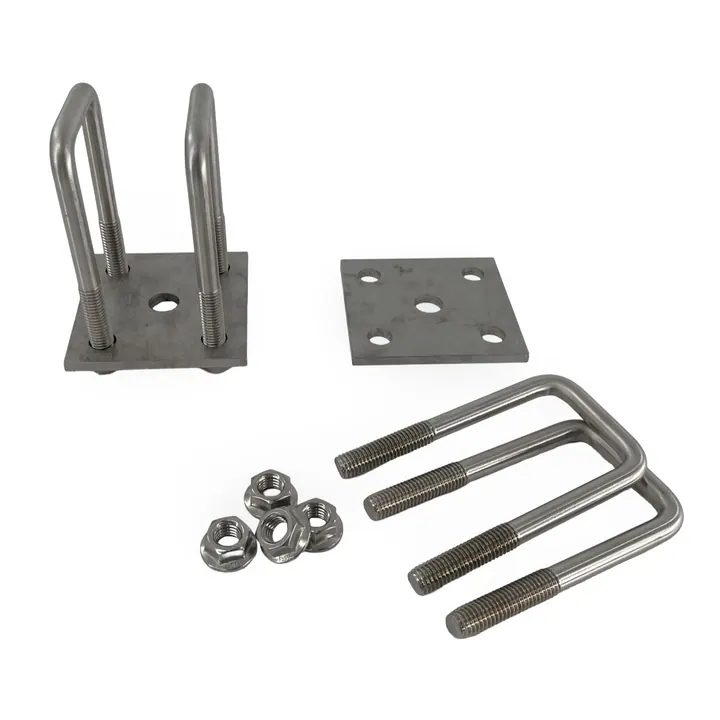 Leaf Spring Stainless Steel Flange Nut U-Bolt Kit 4 13/16 Long U-Bolts for 2" x 2" Axle