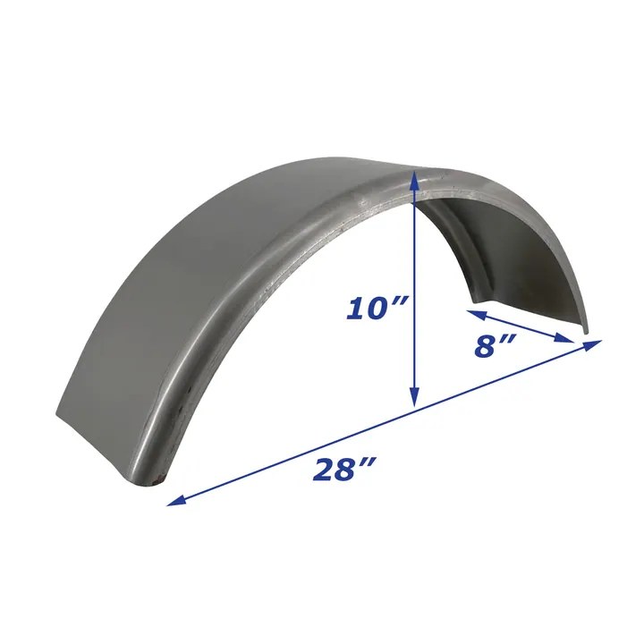Cold Rolled Steel Double Round Trailer Fender Smooth Single Axle 8 in x 28 in x 10 in