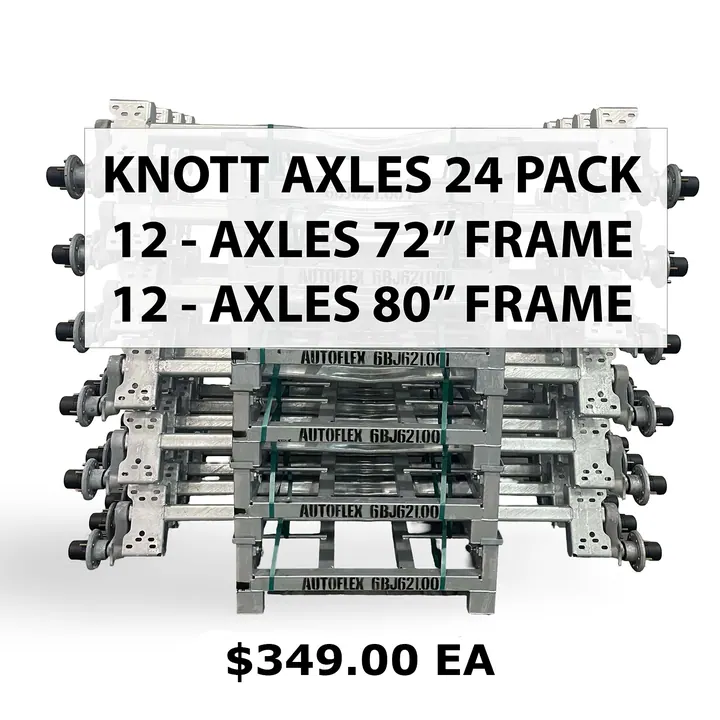 24 Pack - Knott Boat Trailer Torsion Axles 3500lb 5 Lug (12) 80 inch Frame and (12) 72 inch Trailer Frames