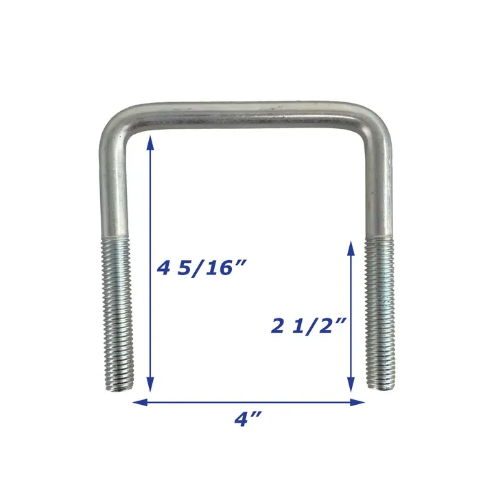 Zinc Plated Trailer U-Bolt Only 1/2 inch x 4 inch x 4 5/16 inch