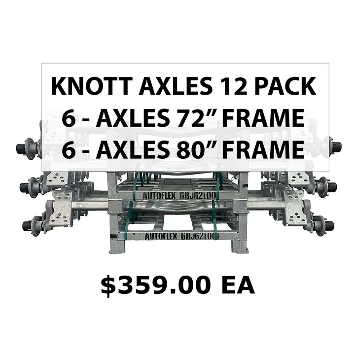 12 Pack - Knott Boat Trailer Torsion Axles 3750lb 5 Lug (6) 80 inch Frame and (6) 72 inch Trailer Frames
