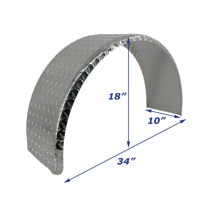 Aluminum Diamond Plate Single Axle Enclosed Trailer Fender 10 in x 34 1/2 in x 18 in