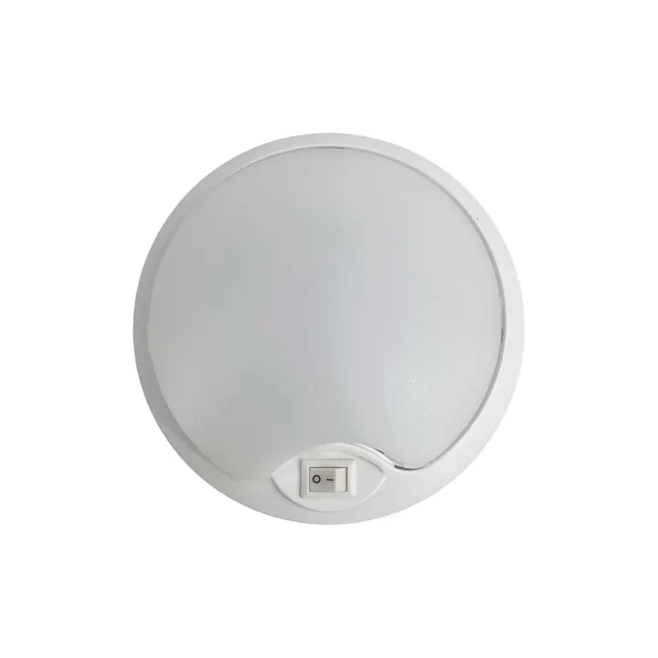 TecNiq E50 Enclosed Trailer Round White LED Utility Dome Light with Switch