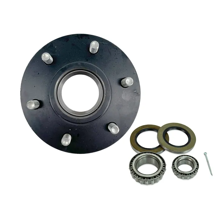 Trailer Hub Kit Black Painted Steel 6 Lug 5,200 - 6,000 lb Axle