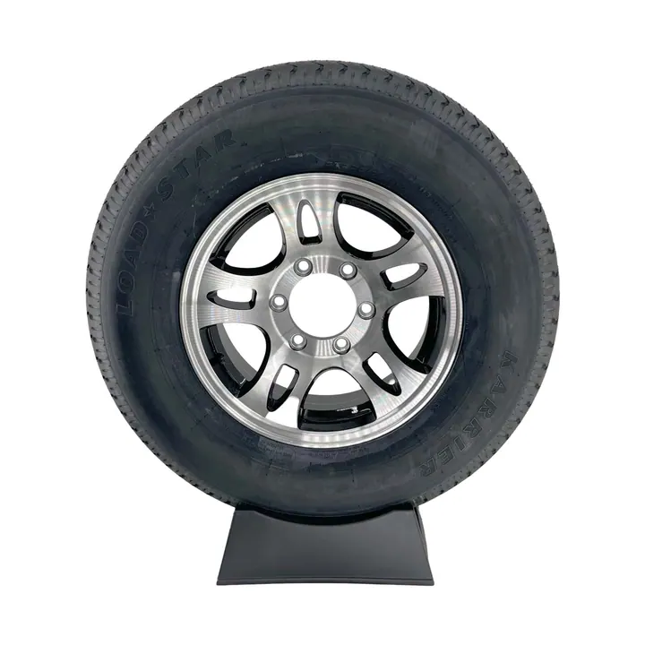 ST225/75R15 Radial Boat Trailer Tire LRD on Black Aluminum Spoke 6 Lug Wheel