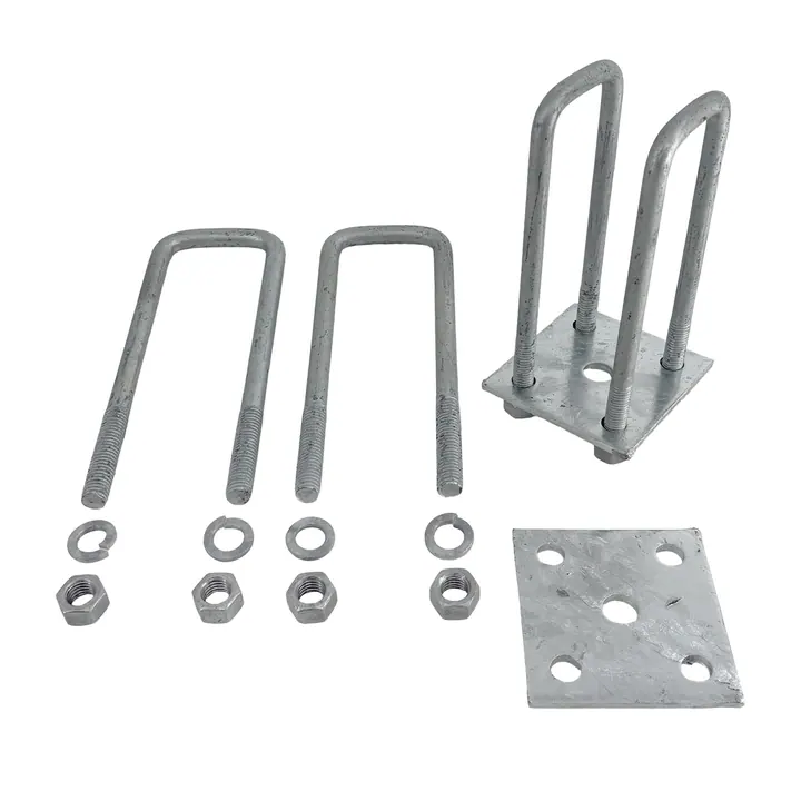 Trailer Leaf Spring Galvanized U-Bolt Kit Extra Long Fits 2 x 3 Axles 7 1/4 in Long