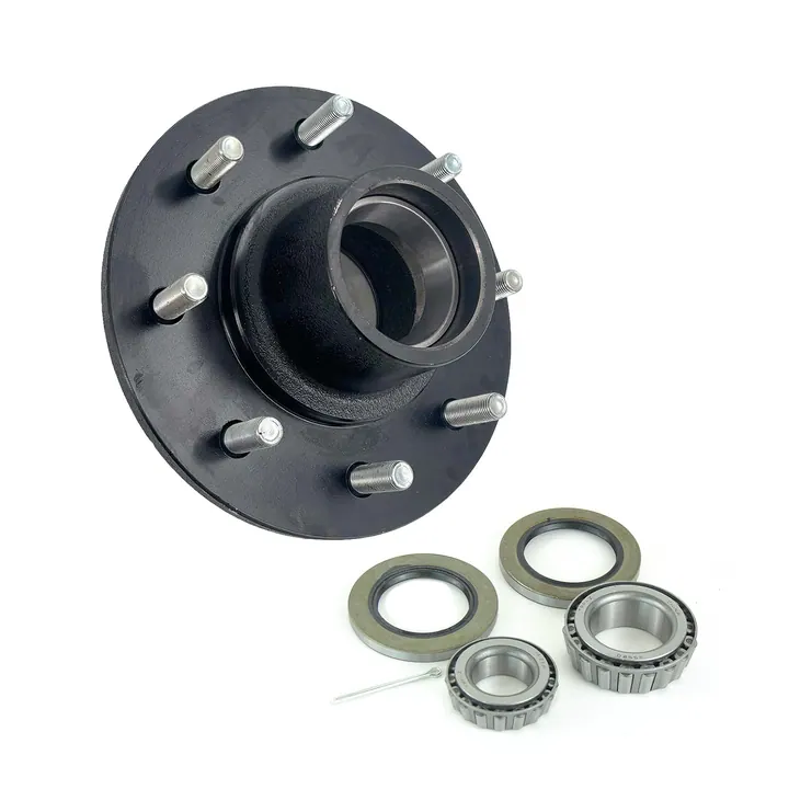 Black Painted Trailer Hub Kit 8 Lug fits 6,000 - 7,000 lb Axles 1/2"-20 Studs