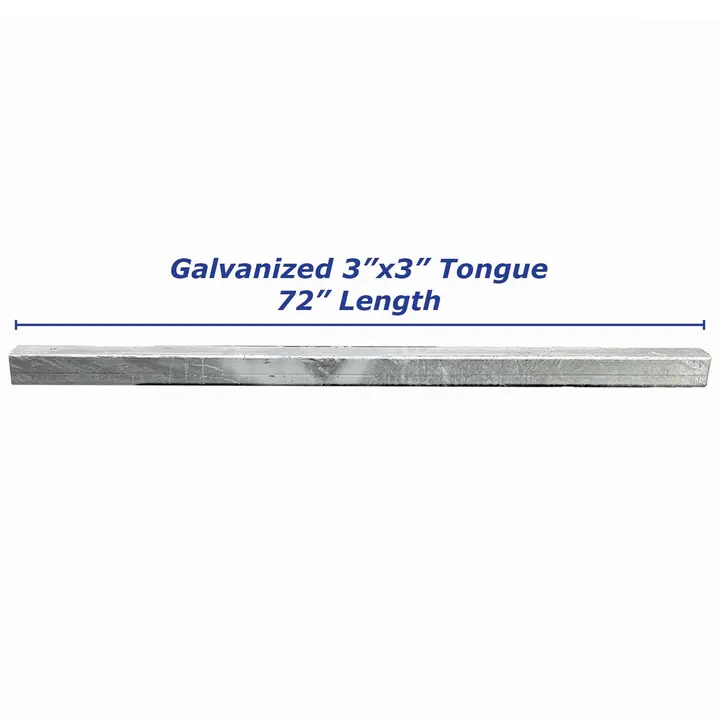 Galvanized Steel 3 x 3 Boat Trailer Tongue 6 Foot Long 3/16 in Thick Wall