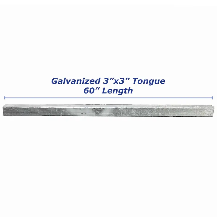 Galvanized Steel 3 x 3 Boat Trailer Tongue 5 Foot Long 3/16 in Thick Wall
