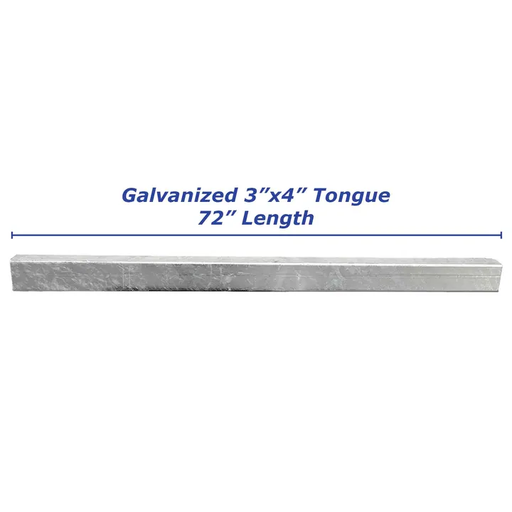 Galvanized Steel 3 x 4 Boat Trailer Tongue 6 ft Long 3/16 in Thick Wall