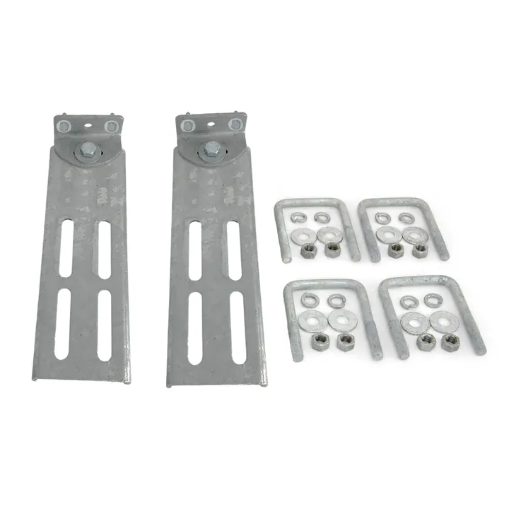 (2) Boat Trailer Double U Bolt Bunk Bracket Swivel Top 12" Tall Galvanized for 3x3 Cross Members